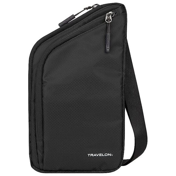 World Travel Essentials Slim Crossbody Bag , Black